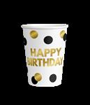 Happy Birthday Bekers Stippen 8cm 8st