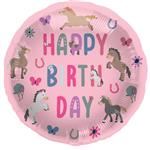 Happy Birthday Helium Ballon Paarden Leeg 45cm