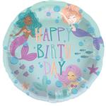 Happy Birthday Helium Ballon Zeemeermin Leeg 45cm
