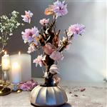 Kunst Rozen bloeiendeboom - Kunstboom - op echt hout gemaakt - roze - 66cm - voor binnen