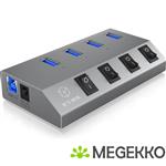 ICY BOX  4 Poorten Hub USB 3.0 Antraciet