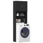 vidaXL Wasmachinekast 64x24x190 cm bewerkt hout zwart