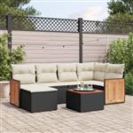 vidaXL 7-delige Loungeset met kussens poly rattan zwart