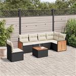 vidaXL 7-delige Loungeset met kussens poly rattan zwart