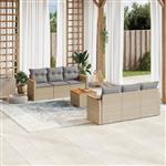 vidaXL 7-delige Loungeset met kussens poly rattan gemengd beige