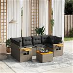 vidaXL 7-delige Loungeset met kussens poly rattan grijs