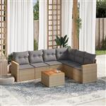 vidaXL 7-delige Loungeset met kussens poly rattan gemengd beige