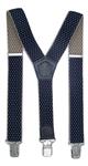 Donkerblauw/Beige Motief Bretels met de sterkste stalen clips