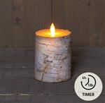 LED-kaars - Berkenschors Wit - 3D Moving Flame - 7,5 x 10 cm - Timer - Anna’s Collection 3D Moving F
