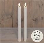 Actie LEDkaarsen WIT Anna's Collection LED kaars 3D Flame Candle  D 2,5 H 23 cm /2 stuks Timer Ledca