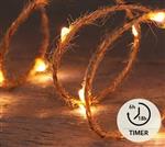Jute Touw met LED-lampjes - 2m - Classic - 6/18h Timer - Werkt op 2x AA leuk jutetouw met lampjes