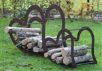 Haardhoutopslag harten, haardhout berging, set van 2, metaal