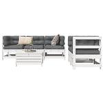 vidaXL 6-delige Loungeset massief grenenhout wit