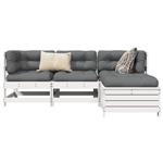 vidaXL 4-delige Loungeset massief grenenhout wit