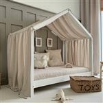 Mousseline Klamboe met details voor Bedhuis Type B Wit met gouden sterren