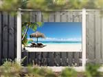 NR 1214: Tuinposter Tropisch strand met ligstoelen 90x180cm