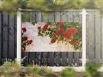 NR 1215: Tuinposter Witte muur met rozen 90x180cm