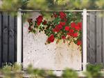 NR 1415: Tuinposter Witte muur met rozen 180x180cm