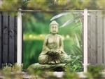 NR 1419: Tuinposter Boeddha groen 180x180cm