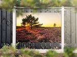 NR 1306: Tuinposter heideveld zonsopkomst 120x180cm