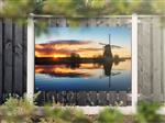NR 1310: Tuinposter molen aan water zonsondergang 120x180cm