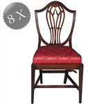 Zeer comfortabel stel van 8 Regency eetkamerstoelen net nieuw gestoffeerd (No.272000)