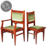Stel van 8 Strakke Amsterdamse School eetkamerstoelen Gesigneerd H. Pander ca 1900 (No.271705)