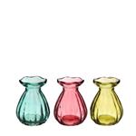3 Verschillende Tafelvaasjes – Hyacintvaasje Fleur – Ø7 x H9 cm – 3 Kleuren Hyacinth vase kleiner mo