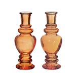 Gekleurd glazen flesje Venice vaasje,kandelaar Amber  / stuk Venice bottle 15.5 cm hoog Ø5.7 cm diam
