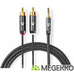 Stereo-Audiokabel | 3,5 mm Male - 2x RCA Male | Gun Metal Grey | Gevlochten kabel