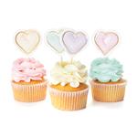 12 Cake Picks - Hearts Watercolors