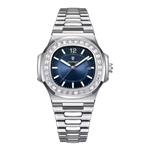 Luxe Vierkant Kwarts Horloge - 3 ATM Waterdicht Lichtgevend Herenhorloge Roestvrij Staal - Zilver Bl