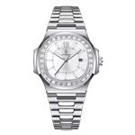 Luxe Vierkant Kwarts Horloge - 3 ATM Waterdicht Lichtgevend Herenhorloge Roestvrij Staal - Zilver Wi