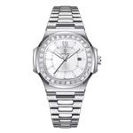 Luxe Vierkant Kwarts Horloge - 3 ATM Waterdicht Lichtgevend Herenhorloge Roestvrij Staal - Zilver Wi