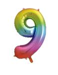 9 Jaar Cijfer Ballon Regenboog Leeg 86cm