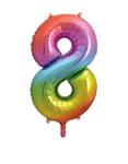8 Jaar Cijfer Ballon Regenboog Leeg 86cm