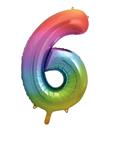 6 Jaar Cijfer Ballon Regenboog Leeg 86cm
