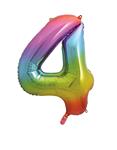 4 Jaar Cijfer Ballon Regenboog Leeg 86cm