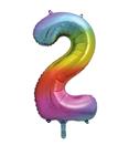 2 Jaar Cijfer Ballon Regenboog Leeg 86cm