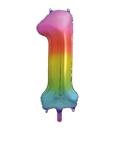 1 Jaar Cijfer Ballon Regenboog Leeg 86cm