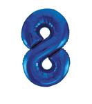 8 Jaar Cijfer Ballon Blauw Leeg 86cm