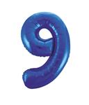 9 Jaar Cijfer Ballon Blauw Leeg 86cm