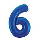 6 Jaar Cijfer Ballon Blauw Leeg 86cm
