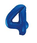 4 Jaar Cijfer Ballon Blauw Leeg 86cm