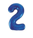 2 Jaar Cijfer Ballon Blauw Leeg 86cm
