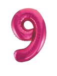 9 Jaar Cijfer Ballon Fuchsia Leeg 86cm