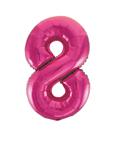 8 Jaar Cijfer Ballon Fuchsia Leeg 86cm