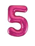 5 Jaar Cijfer Ballon Fuchsia Leeg 86cm