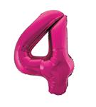 4 Jaar Cijfer Ballon Fuchsia Leeg 86cm