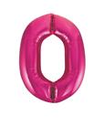 0 Jaar Cijfer Ballon Fuchsia Leeg 86cm